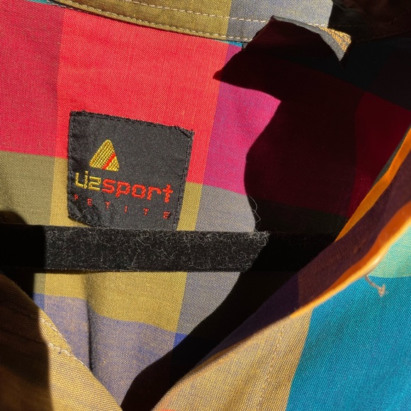 LizSport Petite | Multi-colored Checkered Button Down - 80s Fashion - Picture 5 of 6